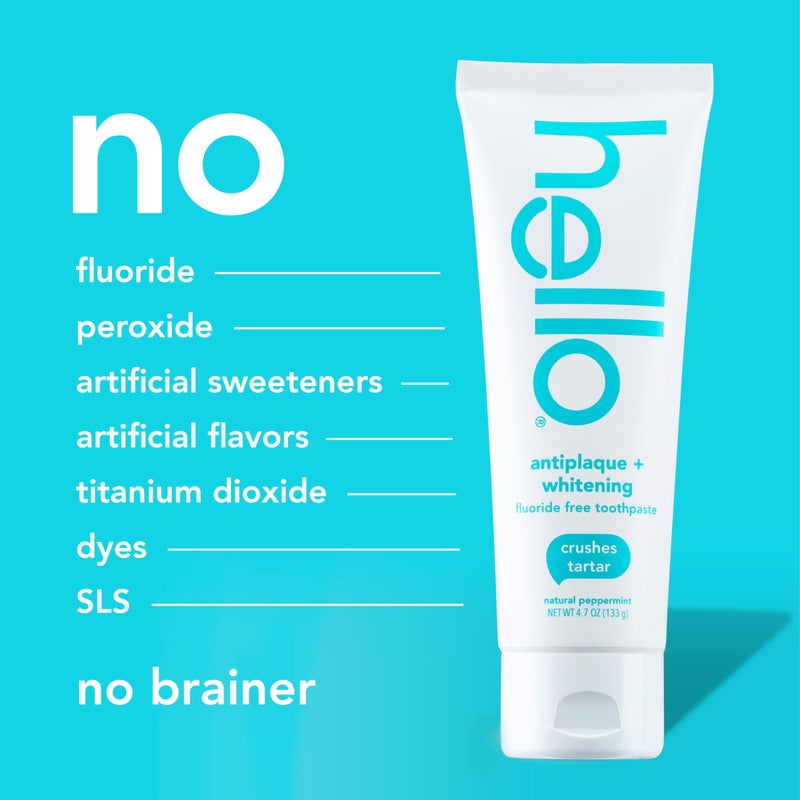 hello Antiplaque Fluoride Free Whitening Toothpaste and Peace Out Plaque Alcohol Free Mouthwash Pack, Includes Two 4.7 Oz Whitening Toothpastes and One 16 Fl Oz Fluoride Free Mouthwash - Image 5